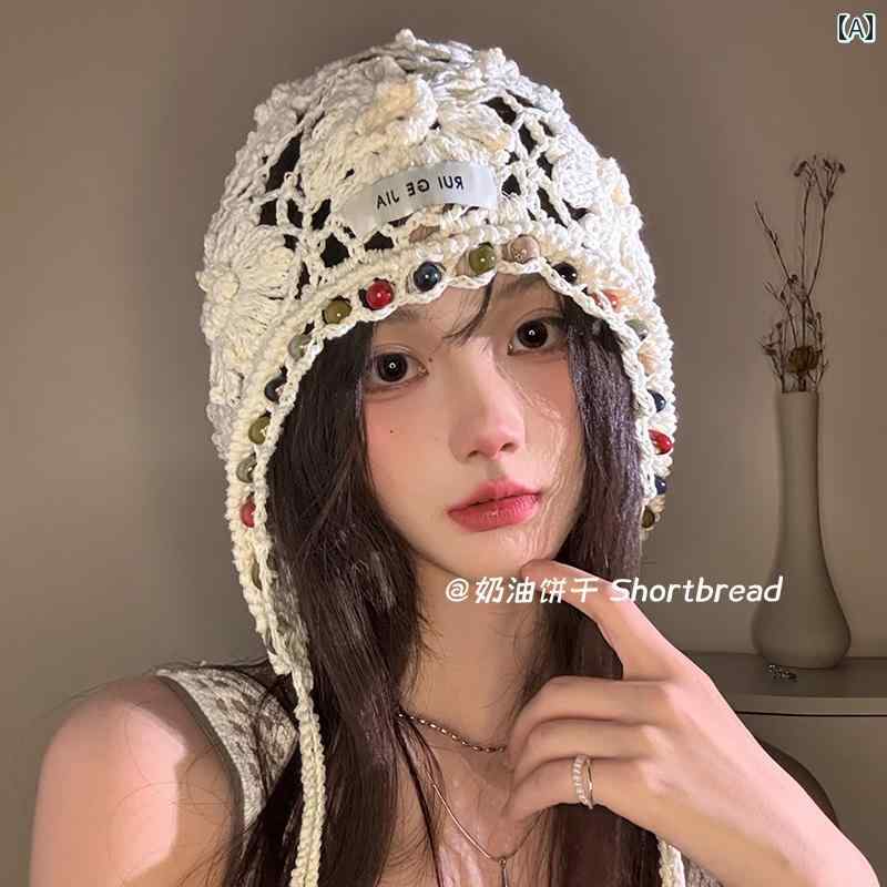 レディース ターバン ファッション スカーフ クリーム ビスケット ボヘミアン フラワー タッセル 包 頭..