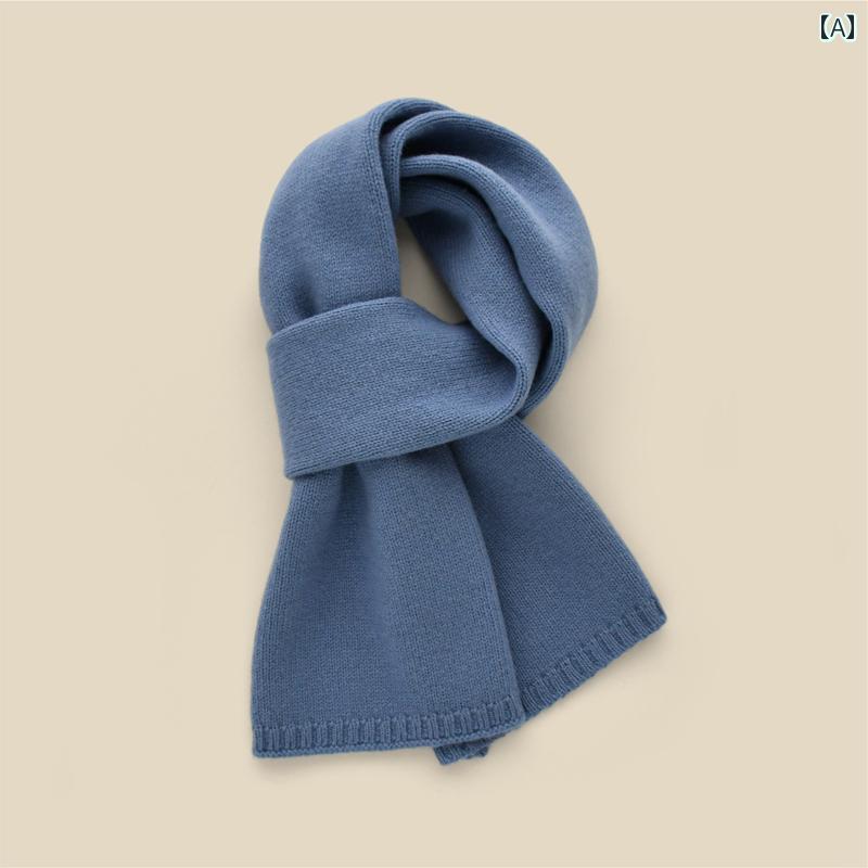 子供用 マフラー カジュアル カレッジ 青い 子供用 ウール マフラー 男の子 冬 暖かい 小さい ネック ..