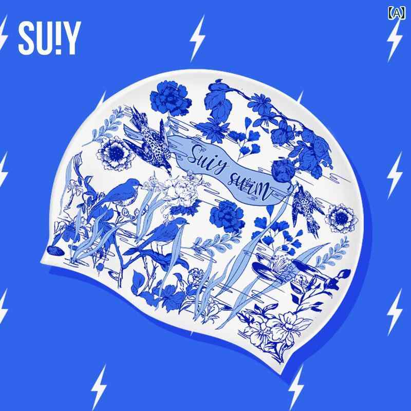 スイミング キャップ 帽子 SUIY プロ シリコン スイミング キャップ ロング ヘアと 大きい 頭囲の 女性..