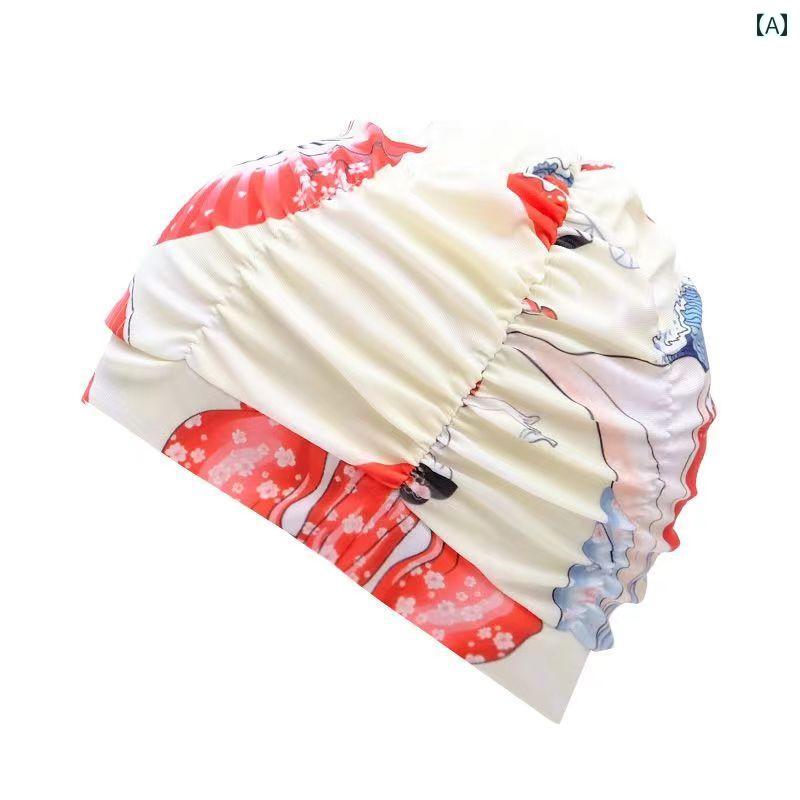 スイミング キャップ 帽子 長い 髪の 女性用 スイミング キャップ 通気性 快適性 な 布 特大の 耳 保護 水泳 用具