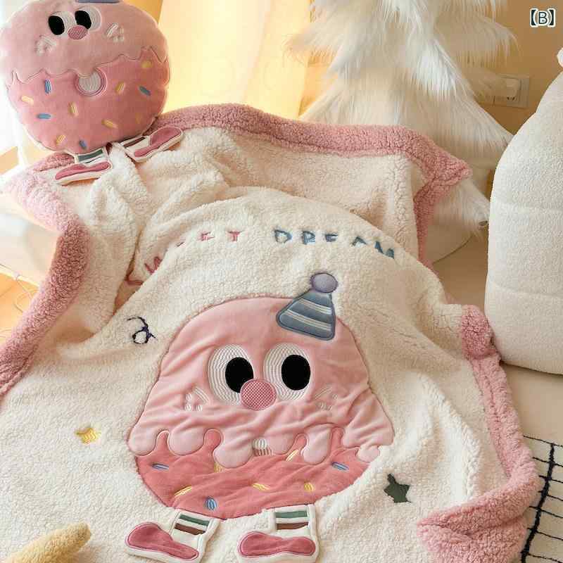 ブランケット マント ユニーク かわいい ハンバーガーのの ラム フリースブランケ...