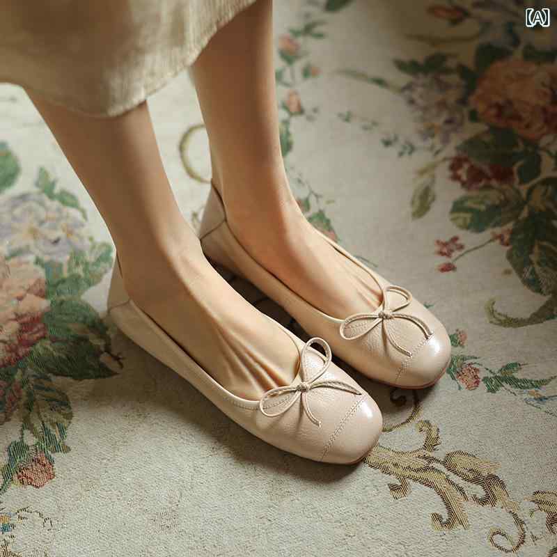 バレエ シューズ レディース 牛革 レディースシューズ 2025 春秋 ラウンドトゥ スリム 革 フラット シューズ レディース バレエ