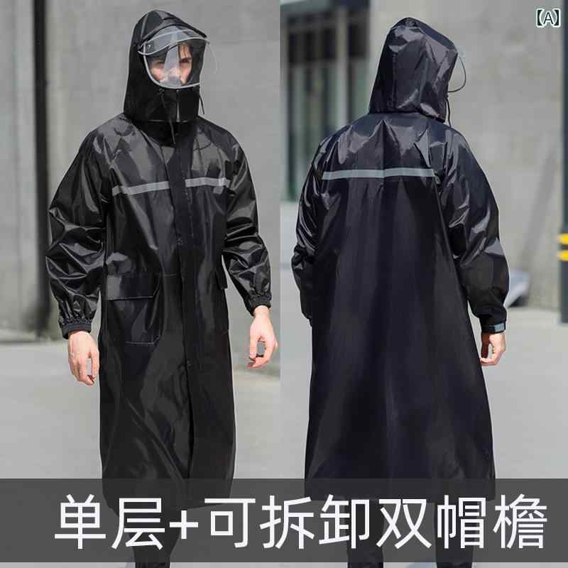 メンズ レインコート レインコート ロング フルボディ 防 雨 大人用 釣り テイクアウト ライダー 一 体型 バイク 電気 自動車 ポンチョ