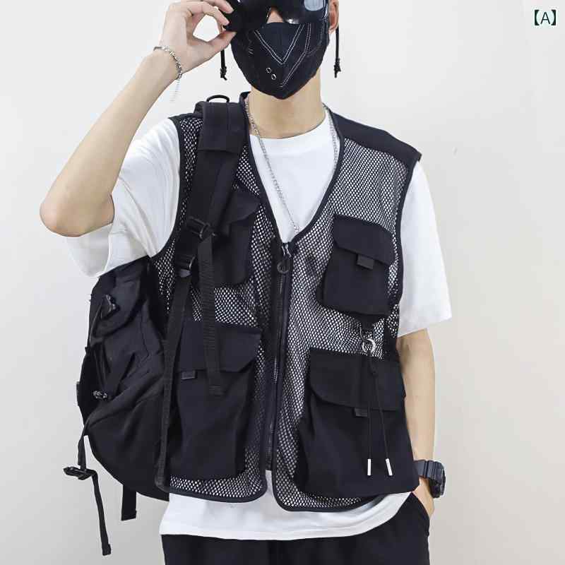 フィッシング ベスト 釣り Chenshu 夏用 アウトドア 作業着 ポケット ベスト メンズ フィッシング メッシュ 通気性 ウエスト コート 機能的 写真 ...