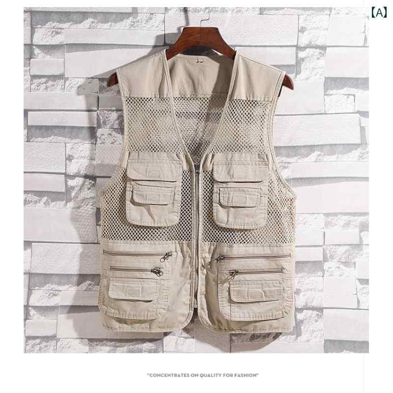 フィッシング ベスト 釣り 夏用 薄手 メッシュベスト 綿 登山 レジャー 速乾 マルチ ポケット 機能的 写真 撮影 釣り ベスト ウエスト コート メンズ