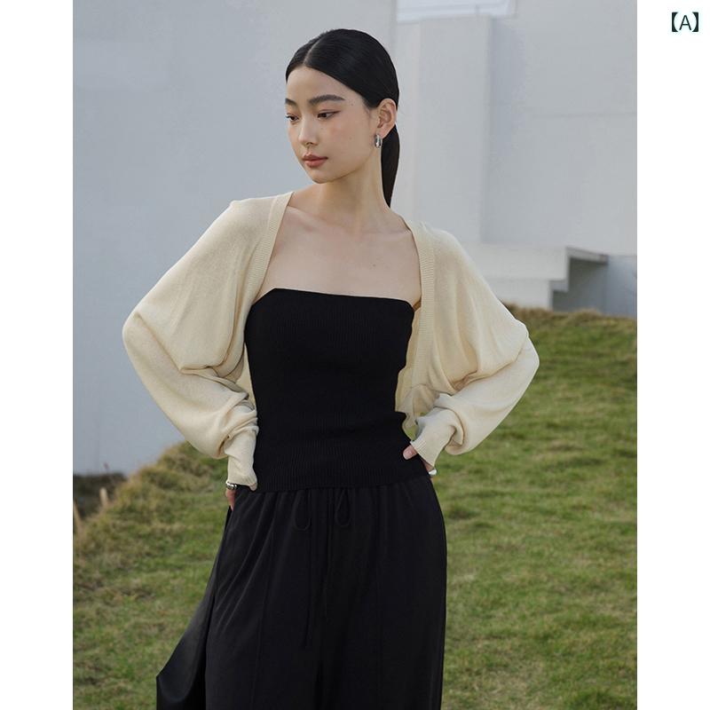 きれいめ 春秋 ニット フランス製 ショート 丈 冷感 ニットカーディガン レディース 夏用 薄手 高級 シ..