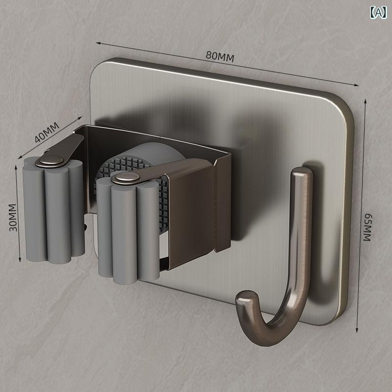 便利 フック 壁掛け Baihan モップ ラック パンチ フリー ドアフック 粘着 フック 収納 洋服 キッチン ..