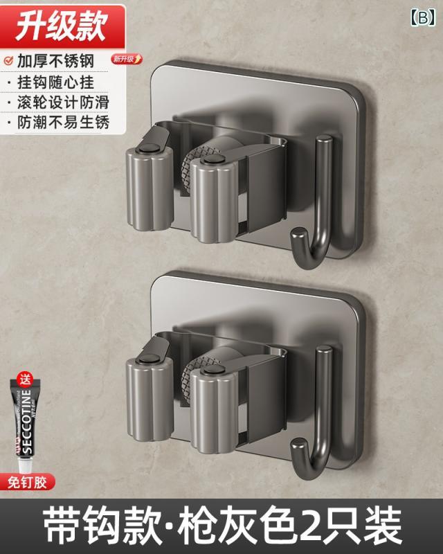 便利 フック 壁掛け モップ フック パンチ フリー バス ルーム 収納 粘着 耐 荷重 ...