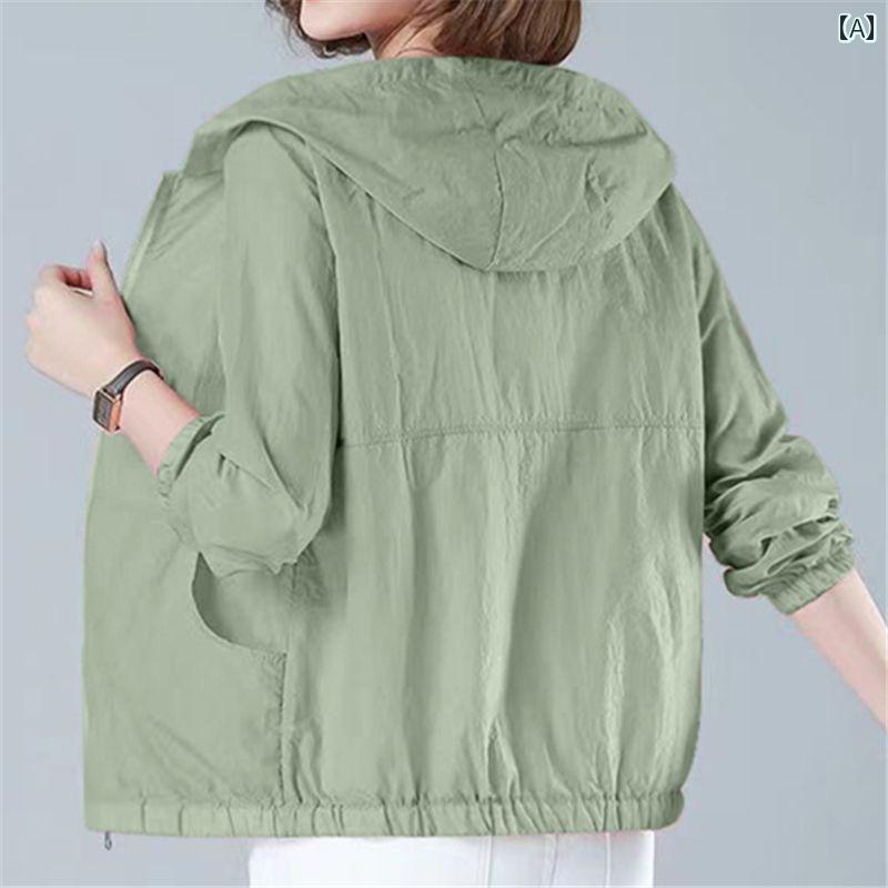 アウトドア 薄手 女性用 2025夏用 薄手 通気性 フード付き アウトドア サイクリング用 日焼け防止 衣類..