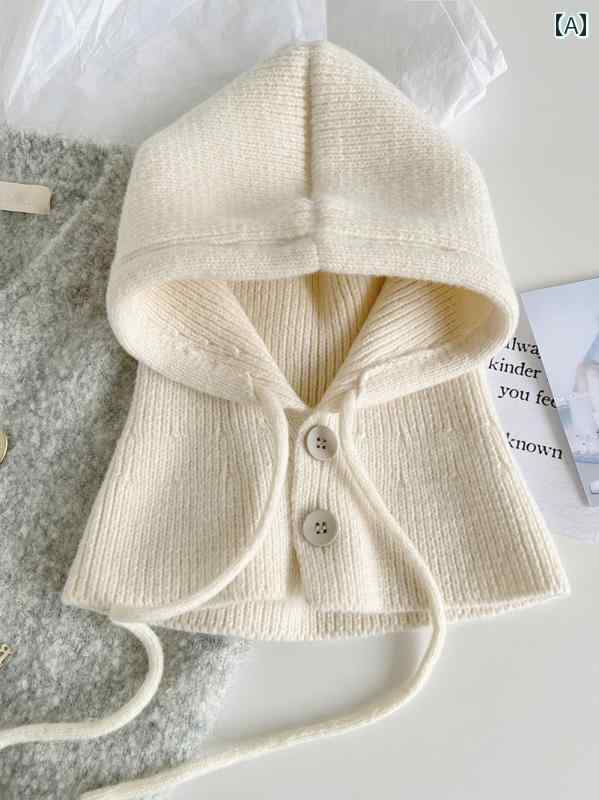 バラクラバ おしゃれ 帽子 女子 韓国 イン ボタン 目出し帽 レディース 暖かい 帽子 プルオーバー スカ..