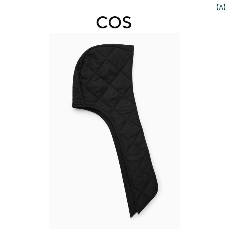 バラクラバ おしゃれ 帽子 女子 COS レディース キルティング ノット バラクラバ フレンチ フード ブラック 春