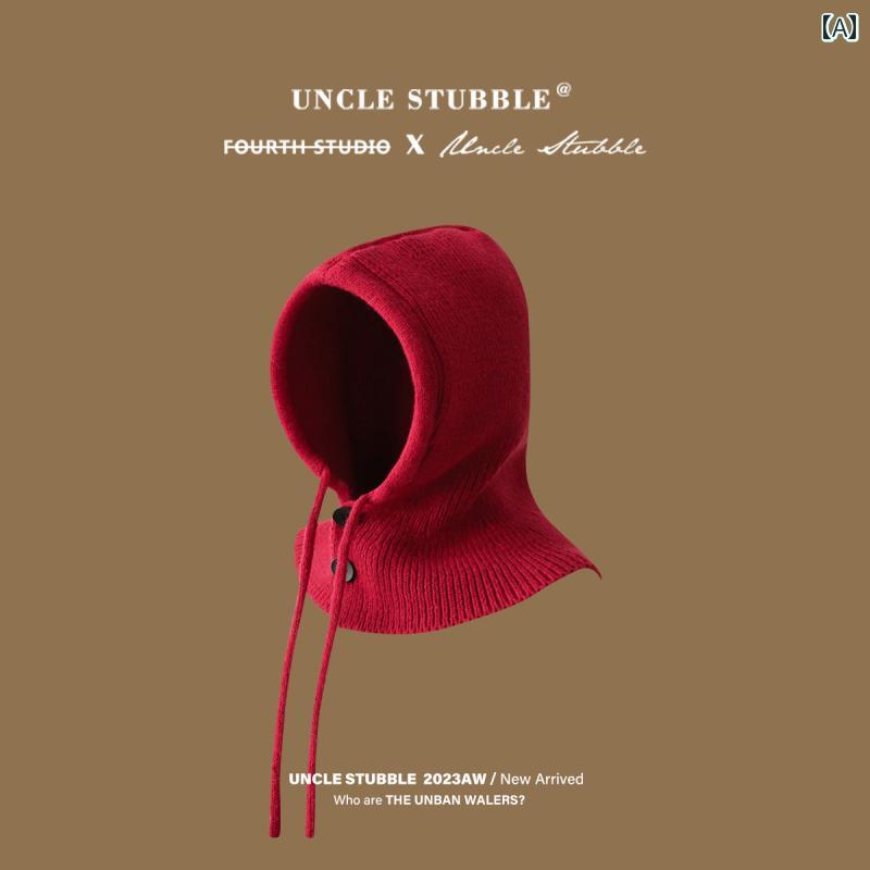 バラクラバ おしゃれ 帽子 女子 ソリッドカラーの 目出し帽 女の子 韓国 ニット 耳 保護 フード 冬 暖かい ショール スカーフ 雷 峰 帽子