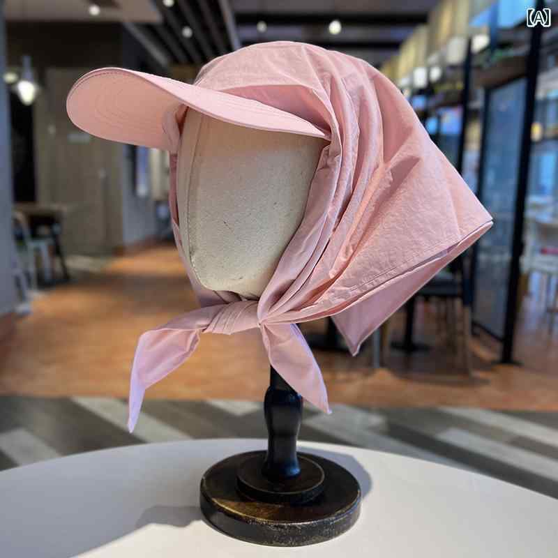 日よけ おしゃれ 帽子 女子 Jenie同 型 ヘッド スカーフ 帽子 夏用 薄手 速乾 ストラップ サンハット ..