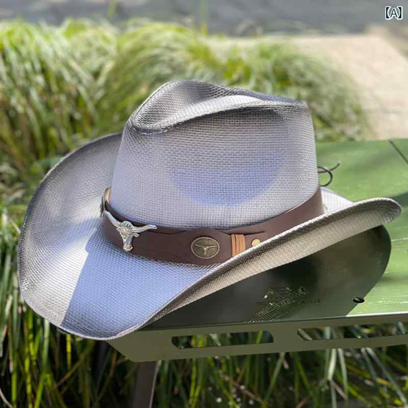 日よけ おしゃれ 帽子 女子 ウエスタン カウボーイ ハット メンズ レディースの 春夏 アウトドア 登山 ..