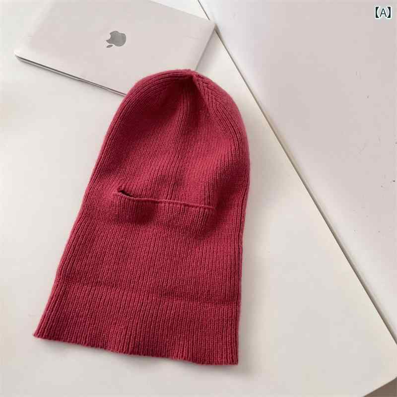 カジュアル おしゃれ 帽子 女子 2つの 帽子が 1つに なった ~ 冬用 フェイス キニ 防風性と 保温性に 優れた サイクリング ニット 帽 目出し帽 プルオーバー ウール ハット