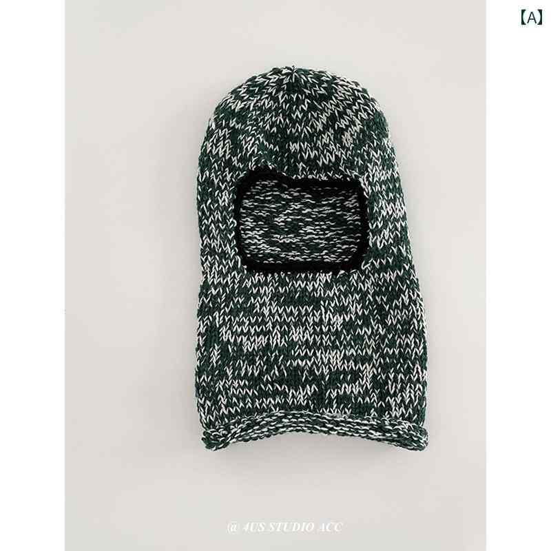カジュアル おしゃれ 帽子 女子 韓国 混合 糸 ニット バラクラバ レディース 秋冬 プルオーバー スカーフ 統合 暖かい ウール 帽子