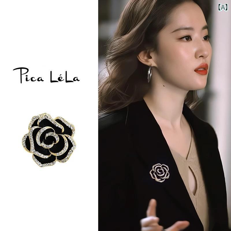 アクセサリー ブローチ レディース 高級 椿の 花の ブローチ エレガントの スタイル スーツ コート ピン アクセサリー