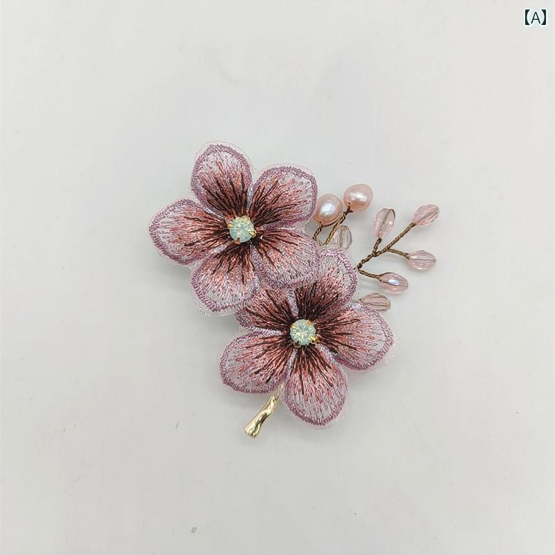 アクセサリー ブローチ レディース 女性用 ブローチ 刺繍 花 ハンド ビーズ 高級 スーツ ピン ジャケッ..
