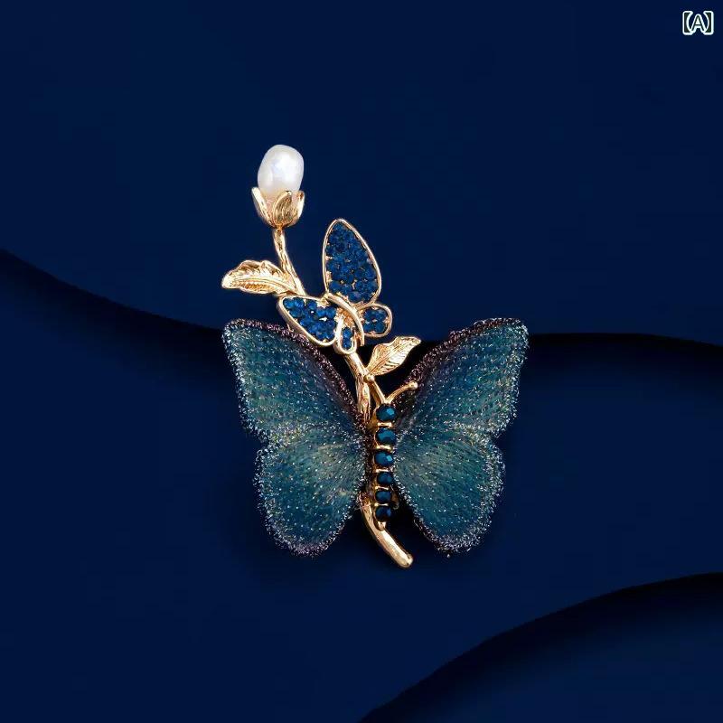 アクセサリー ブローチ レディース レディース 高級 ブローチ 精巧 刺繍の 蝶の コサージュな エレガン..