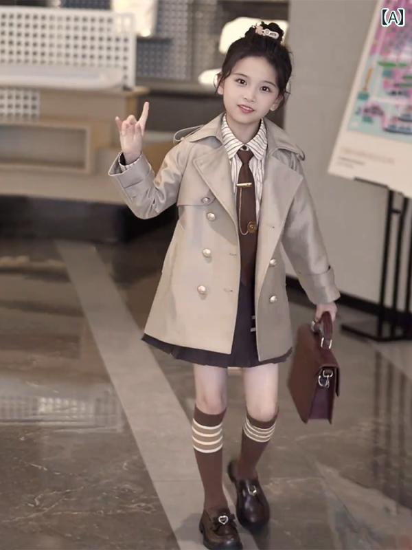 楽天サポートシェアグローバルカーキ コート フランスの 女の子 ウィンドブレーカー 春秋 スタイル 2024 秋 子供用 キルティングジャケット 大きい 子供の おしゃれな コート 秋冬服