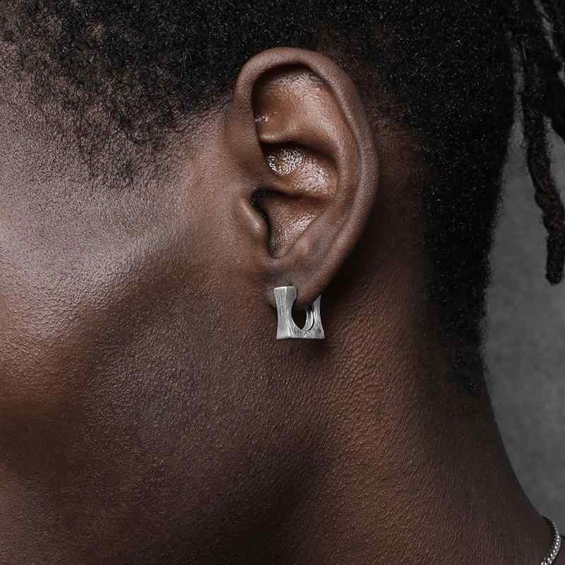 メンズ イヤリング クール GRGR スター リング シルバー イヤリング メンズな 個性 メンズ ヒップ ホップ シングル スクエア ラージ サークル スタイル(4)