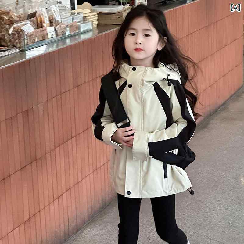 キッズ おしゃれな コート 子供用 アウトドア フード付き 三 防風 ジャケット 2024 春秋 大中型 ゆった..
