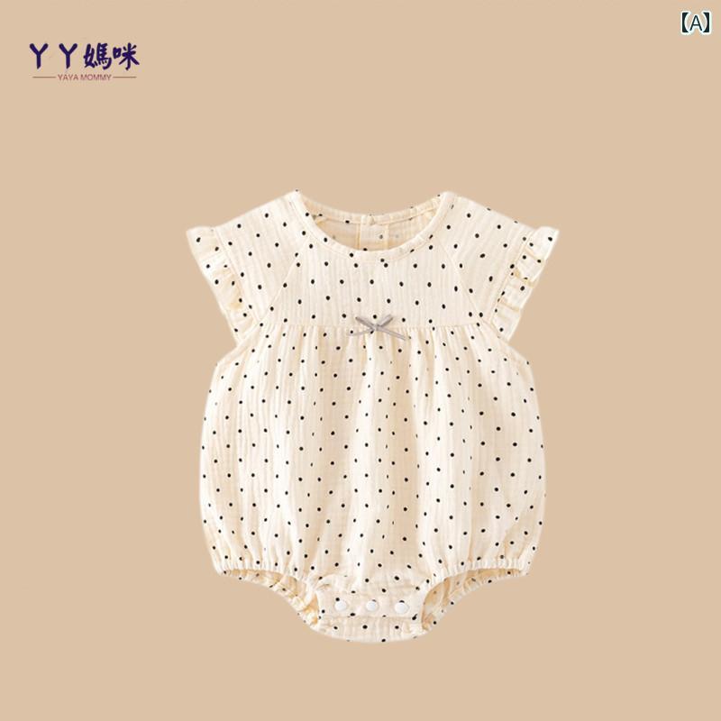 ベビー服 カジュアル スタイル ベビー 夏服 薄手 綿 ガーゼ 通気性 ロンパース 女の 赤ちゃん かわいい..