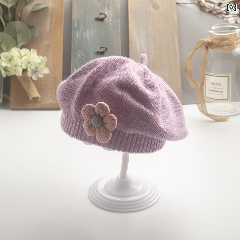 ベビー用 ニット帽 かわいい 秋冬用 韓国 ベビー ベレー 帽 女の子 ベビー用 おしゃれ ファッション ニ..