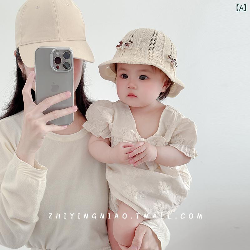 ベビー用 ニット帽 かわいい ベビー 帽子 夏用 薄型 プリンセス 麦わら サンハット 子供用 アウトドア ..