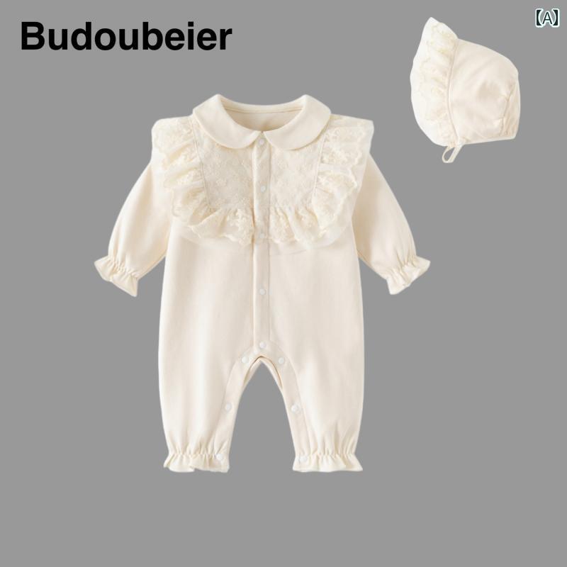 ベビー服 カジュアル スタイル 英国 ベビー 服 満月の 百日 長袖 ハイハイ 女の子 赤ちゃんの ジャンプ..