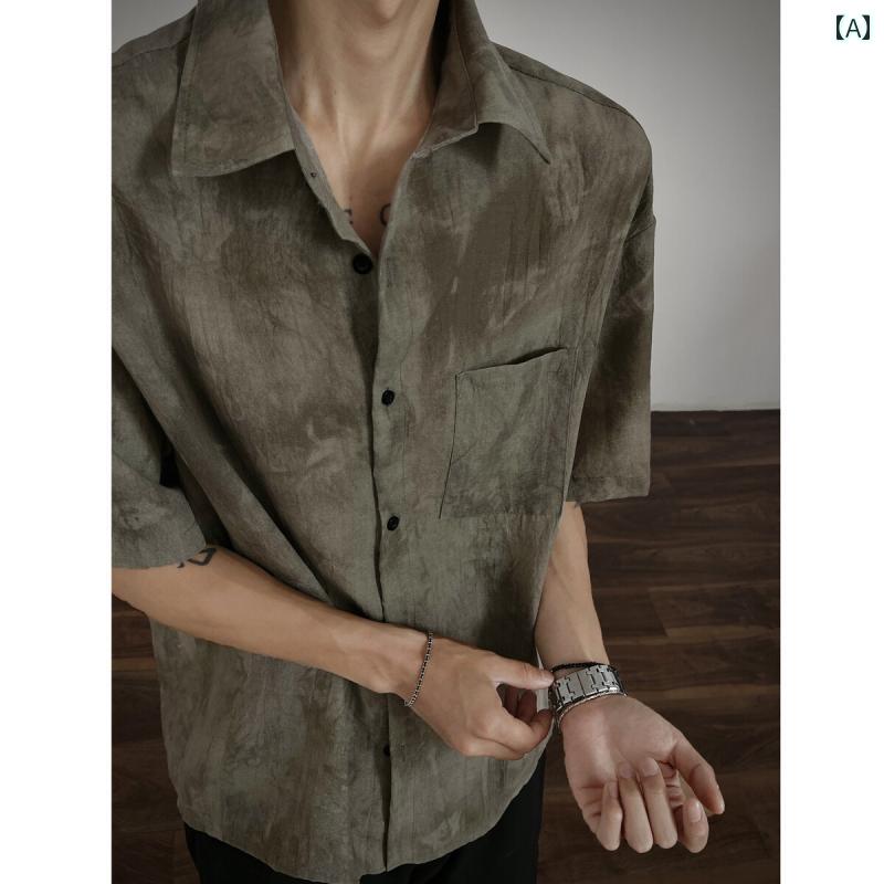 ストリート スタイル Tシャツ 夏の メンズと レディースの アメリカ レトロ 冷感 タイ ダイ 半袖 シャツ ゆったり 大きいサイズな Tシャツ クールな ジャケット(4)