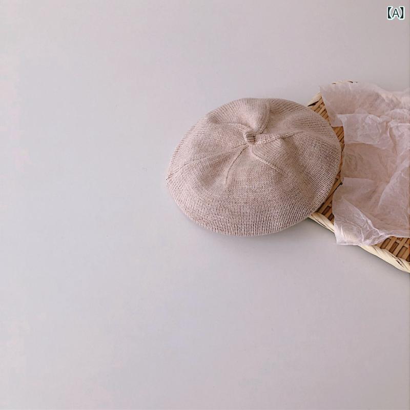 ベビー用 ニット帽 かわいい イン スタイル クリーム 色お しゃぶり 子供用 ニット ベレー 帽 秋冬 ベ..