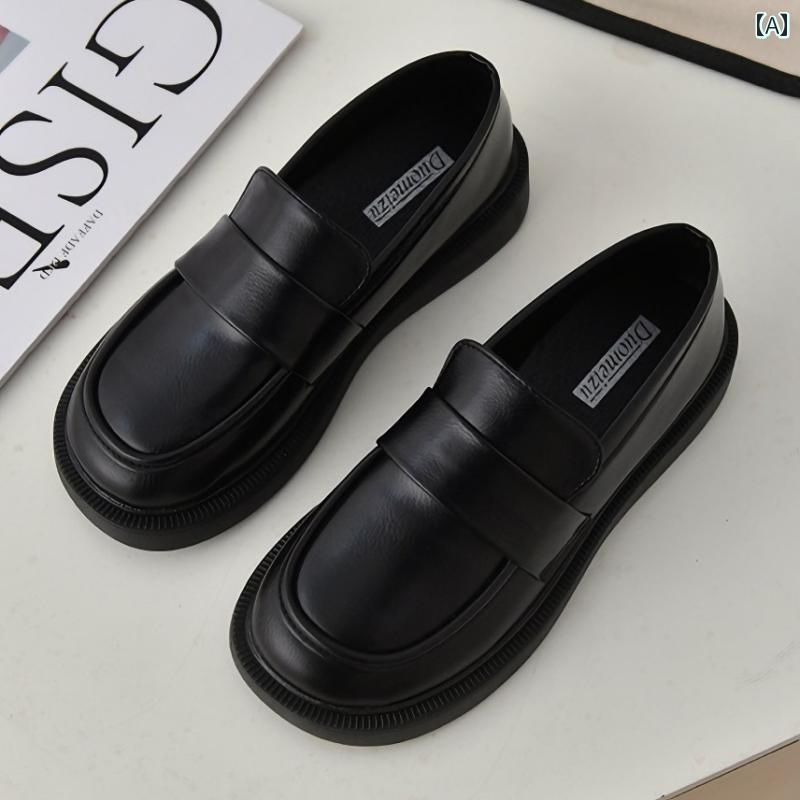 レディース ローファー シューズ Yili ブラック フラット レザーシューズ レディース 2024 スリッポン ローファー ソフト ソール マット 和風 シングル シューズ