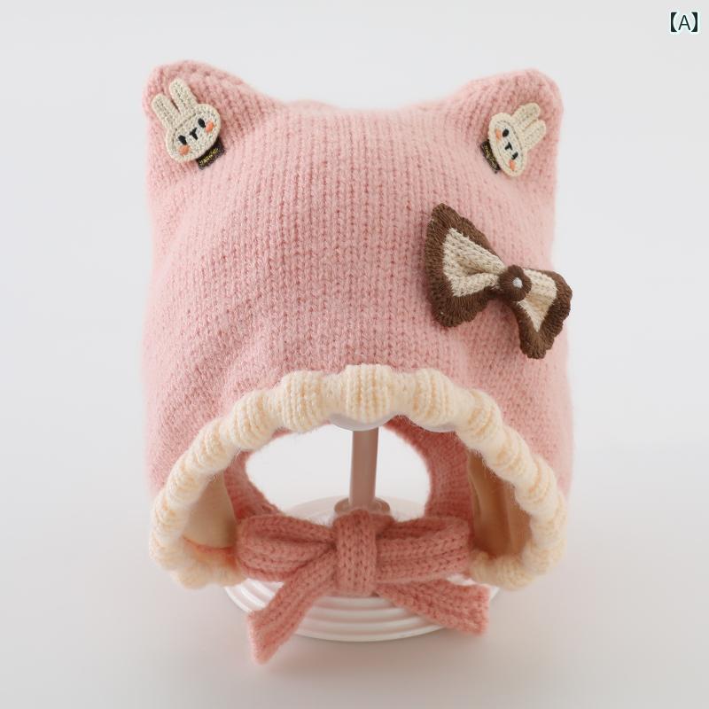 ベビー用 ニット帽 かわいい 女の子 赤ちゃん用 帽子 秋冬用 プリンセス かわいい 女の子用 耳あて 冬..