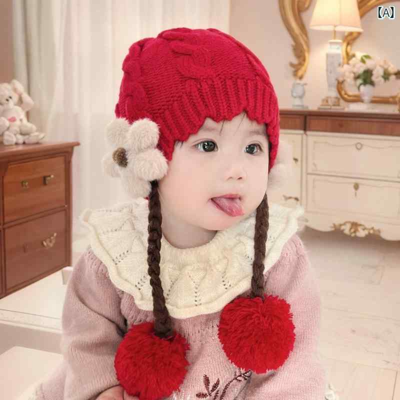 ベビー用 ニット帽 かわいい 女の子用の 秋冬用 ベビー 帽子 幼児用 プリンセス レース 編み ウール か..