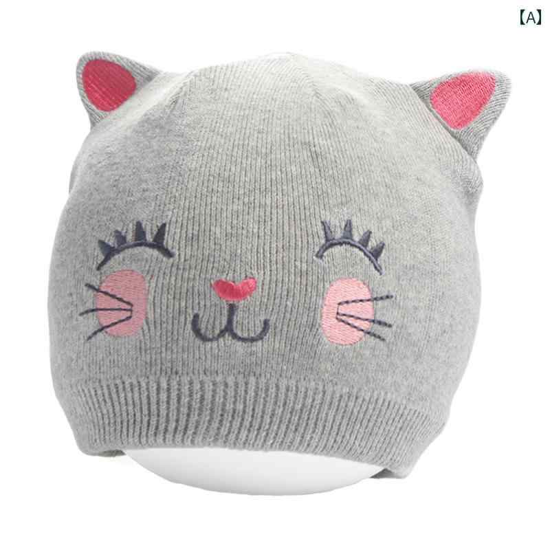 ベビー用 ニット帽 かわいい 秋冬 子供用 帽子 1 ～ 4歳の 女の子 暖かい ニット ベビー コットン 裏地..