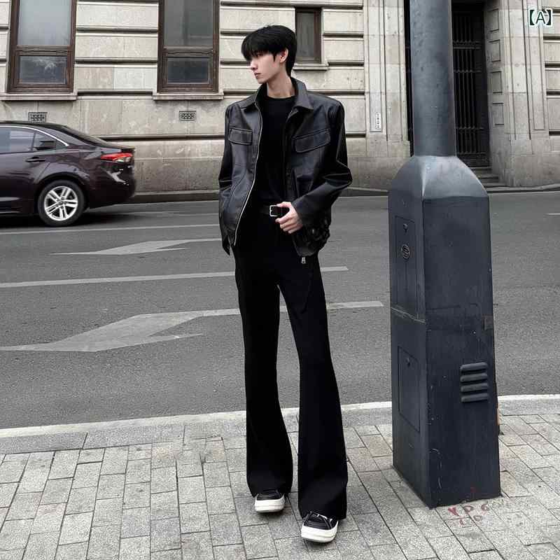 フレア パンツ 男性用 黒の フレアパンツ 拡張 メンズ 長身 サマー スーツ パンツ クリーン フィット ..