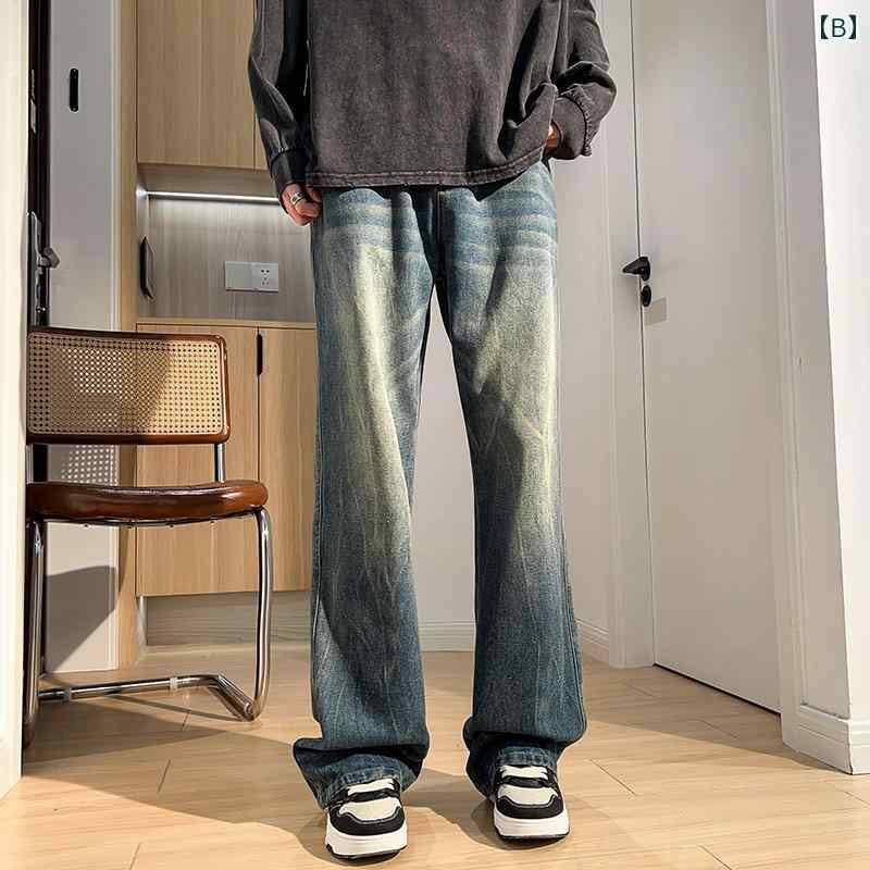 フレア パンツ 男性用 マルジェラの ウォッシュ 加工 ブラック ジーンズ メンズ OOTD やや フレア 感の ある ストレート パンツ ヴィンテージ アメリカンの フレアパンツ