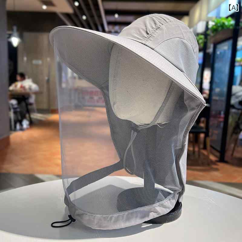 釣り ハット 帽子 メッシュ マスク 防蚊 サンハット 男女兼用 夏 アウトドア つば 広 紫外線 対策 釣り キャンプ 登山 帽子