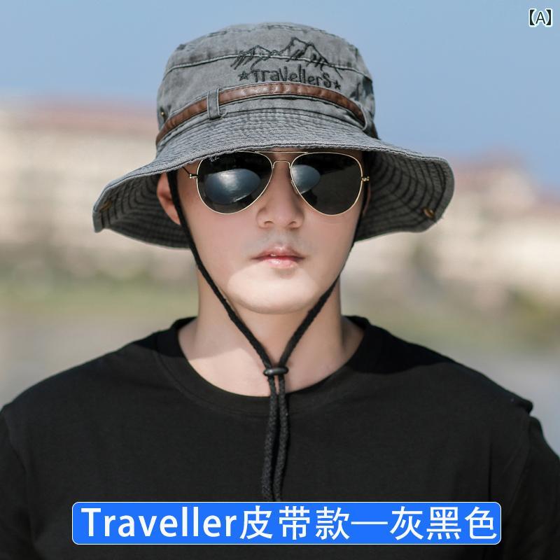 釣り ハット 帽子 春夏 メンズ レディースの 登山 帽子 通気性の ある クールな ウォッシュド コットン 日焼け防止 漁師の 屋外の 釣り ウエスタン カウボーイハット