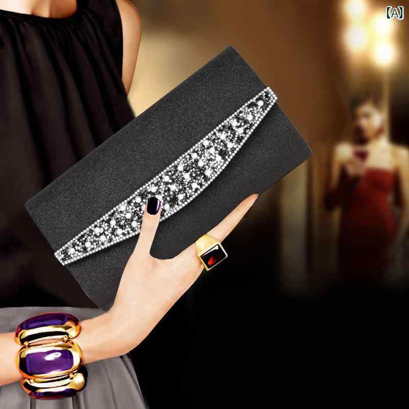 おしゃれ クラッチバッグ レディース シンプルで でな ラインストーンが ちりばめられた 女性用 クラッチバッグ ドレス ディナー バッグ 社交 界の パーティー用 スモール