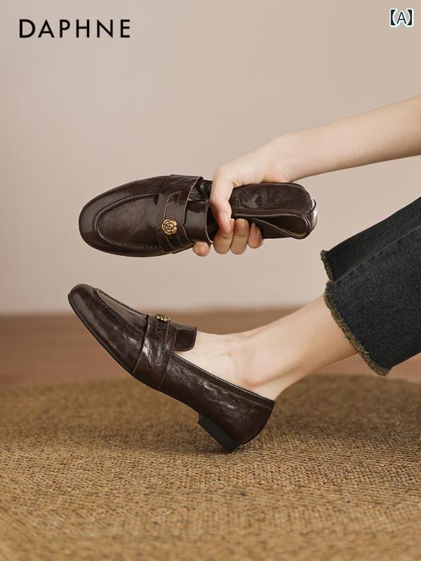 レディース ローファー 革靴 ダフネの ソフト ソール ローファー レディース 2025 春夏 疲れにくい スモール レザーシューズ 旅行 シューズ