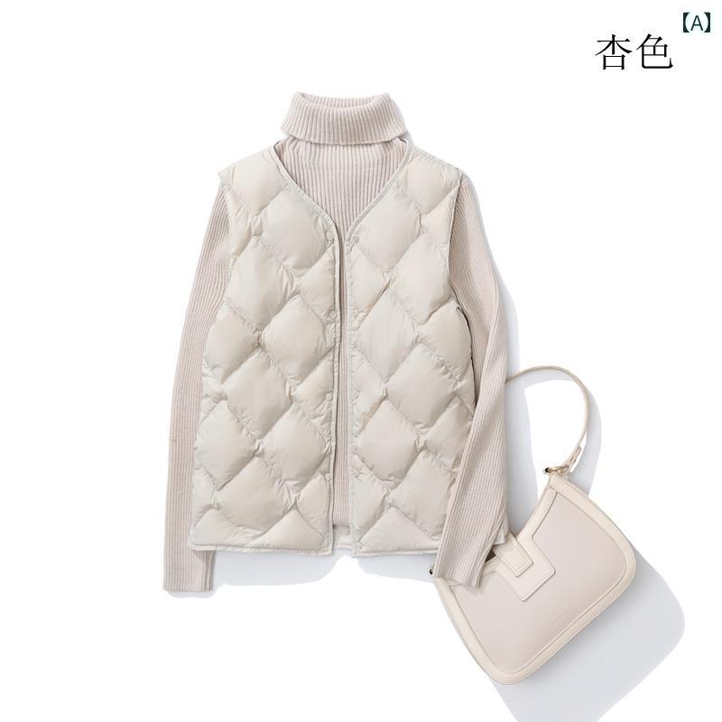 カジュアル ダウン ベスト 冬用 ホワイトダックダウン ライト 大きいサイズ ダウン ジャケット レディ..