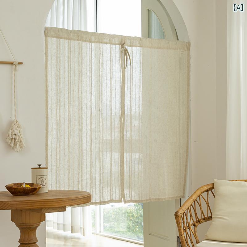 おしゃれ カーテン カフェにも ZSH リネン ドア カーテン 侘び 寂 び スタイル パンチ フリー 和風 コットン＆ 寝室 影 キッチン 間仕切り