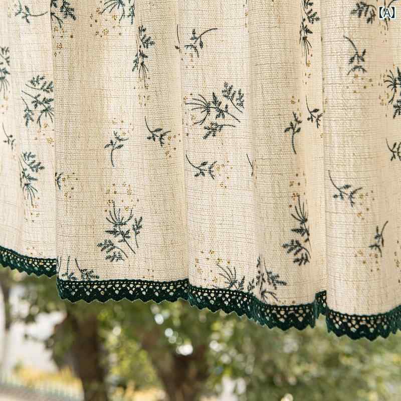 おしゃれ カーテン カフェにも アメリカン キッチン ハーフ カーテン ショート 和風 リビング ルーム 寝室 ベイ ウィンドウ バルコニー コットンリネン 遮 光 フリー パンチング