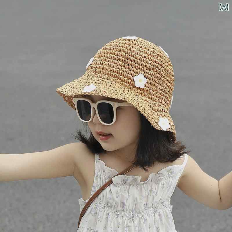 麦わら 帽子 かわいい 子供の 帽子 女の子 夏 通気性 太陽の 夏の 太陽 保護 麦わら ベビー フィッシャ..