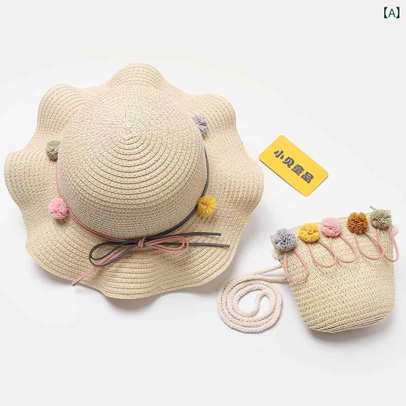 子供用 麦わら 帽子 子供の 麦わら 帽子 女の子 太陽の レディース 赤ちゃんの 春秋 ビーチ 夏