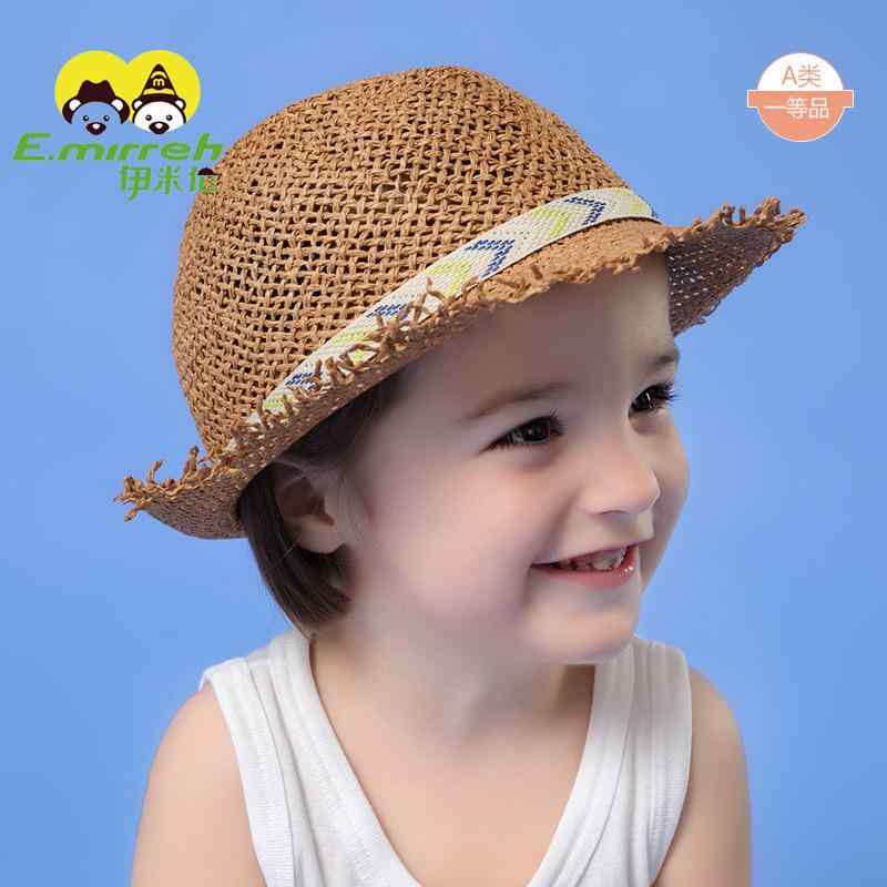 子供用 麦わら 帽子 子供の 麦わら 帽子 夏 通気性の 少年 サンバイザー 16歳の 赤ちゃん 抗 太陽 流域の
