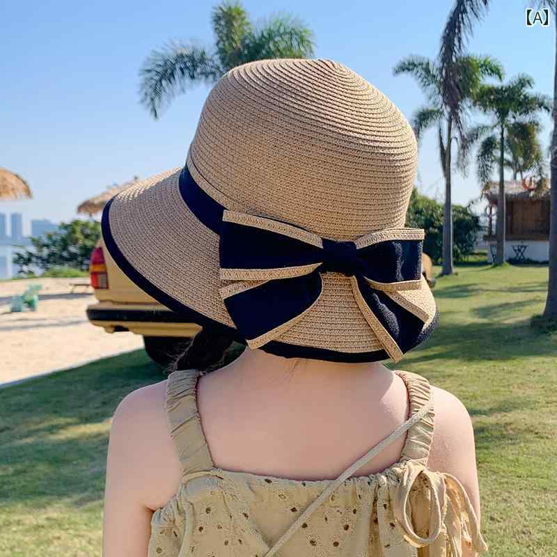 麦わら 帽子 かわいい 春の 旅行の 子供の 日焼け防止の 帽子の 女の子 夏の 日よけの 紫外線 麦わら ..