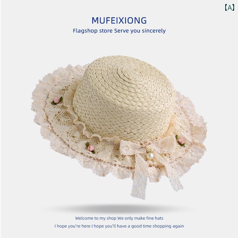 麦わら 帽子 かわいい 夏の 子供用 麦わら 帽子 かわいい プリンセス フィッシャーマン ハット バッグ ..
